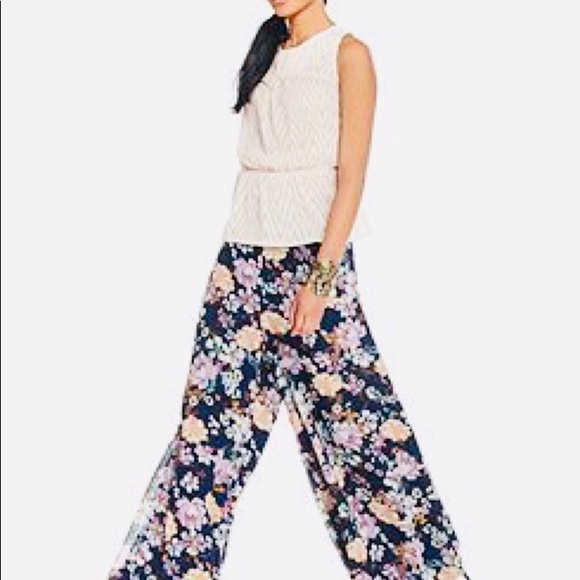 Wide leg floral print palazzo pants - Picture 1 of 5